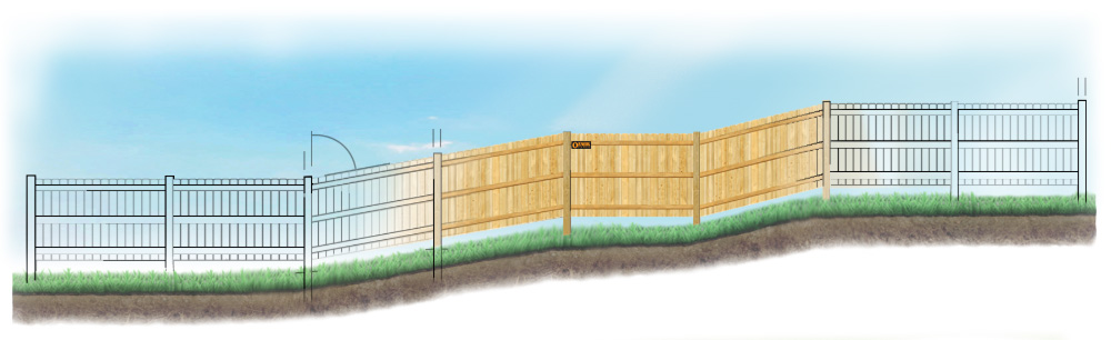 Custom fence design for uneven ground in Springfield Missouri