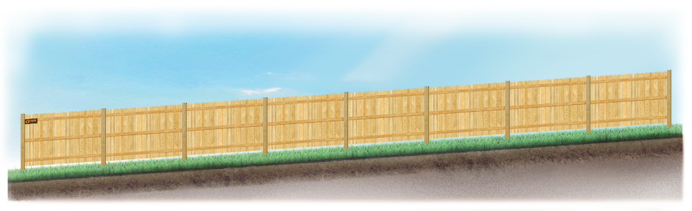 Racked fence on sloped ground in Springfield Missouri